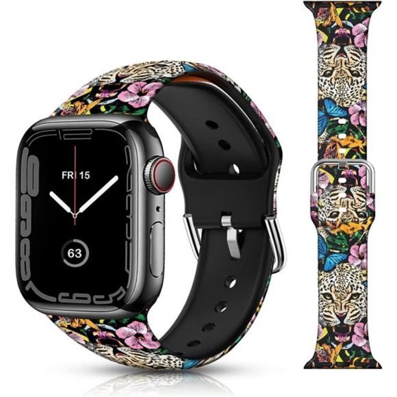 NEW Floral Leopard Apple Watch Band - Picture 1 of 3